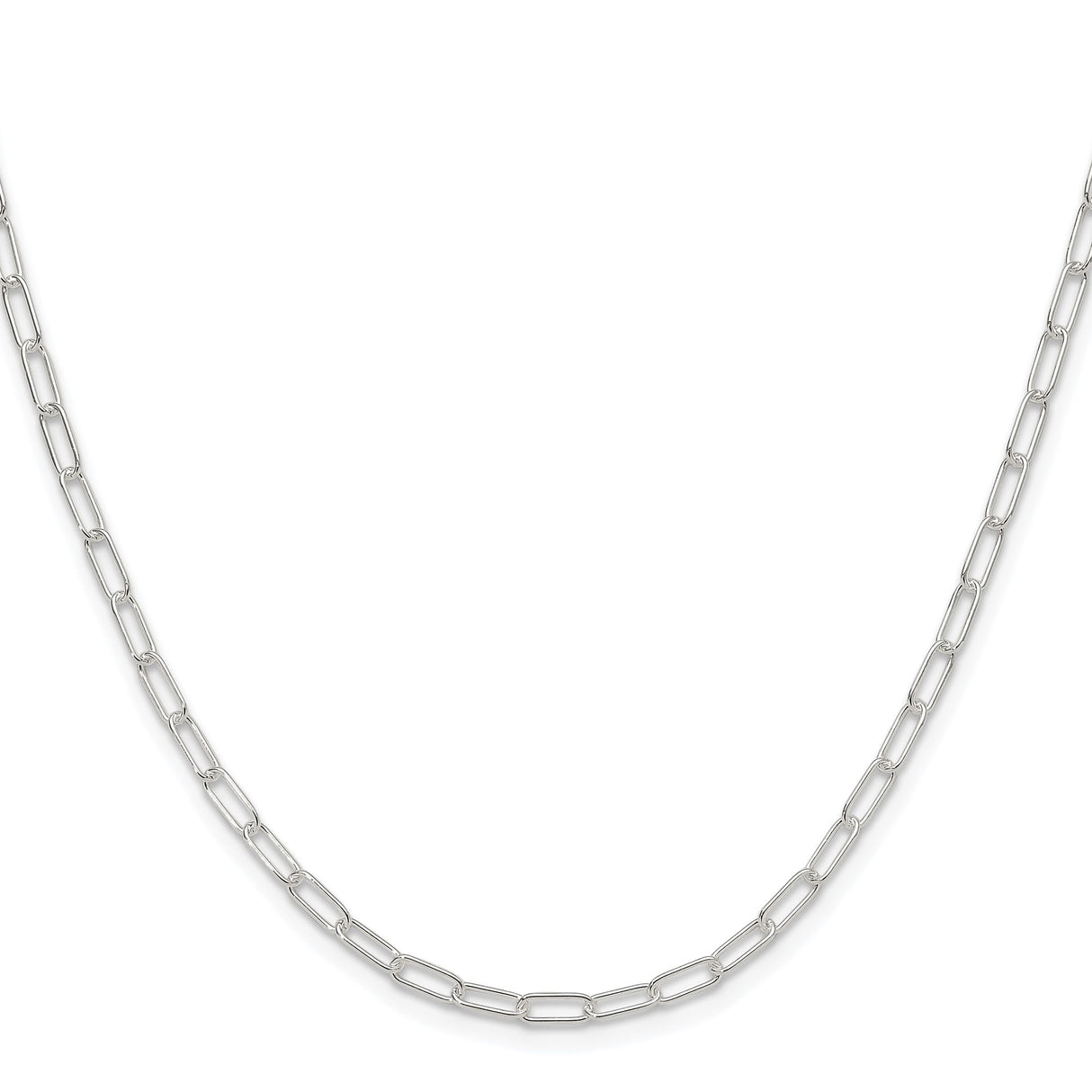 925 White Gold 2.9 mm Paperclip Chain Necklace, Polished
