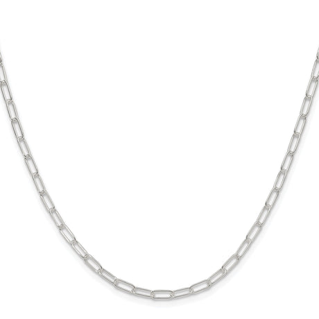 925 White Gold 2.9 mm Paperclip Chain Necklace, Polished