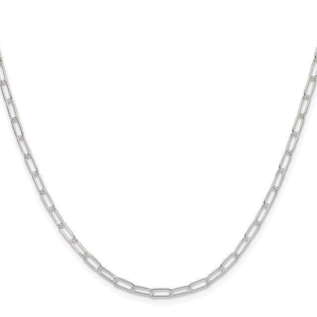925 White Gold 2.9 mm Paperclip Chain Necklace, Polished