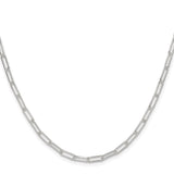 925 White Gold 3.1 mm Paperclip Chain Necklace, Polished