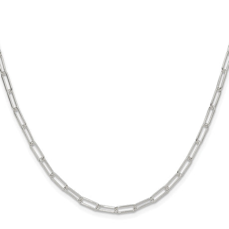 925 White Gold 3.1 mm Paperclip Chain Necklace, Polished