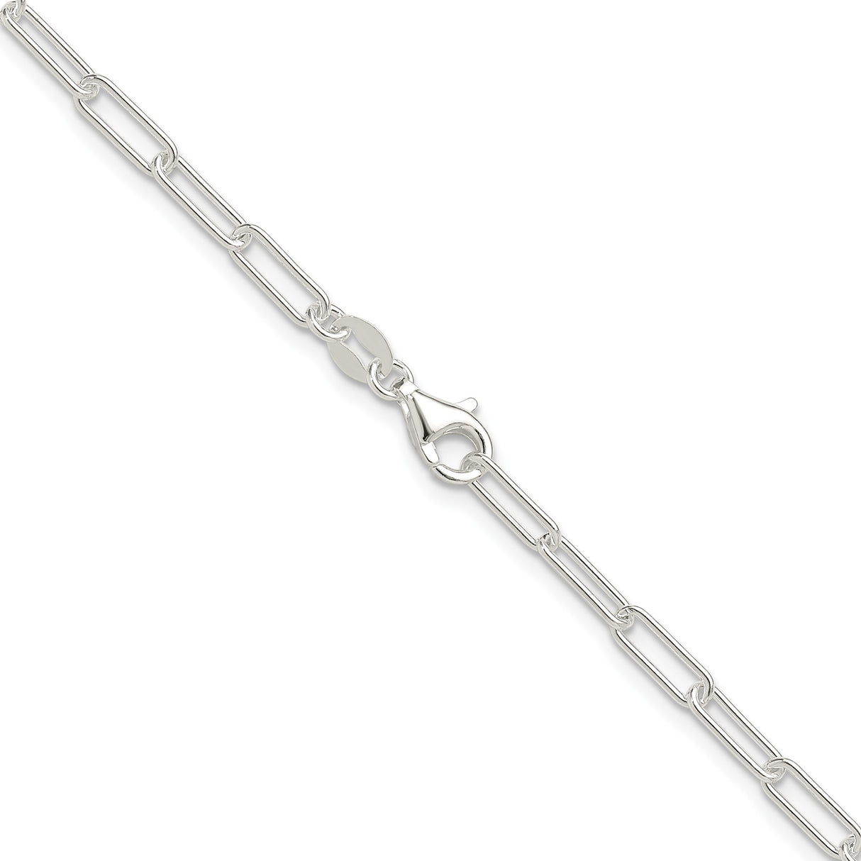 925 White Gold 3.1 mm Paperclip Chain Necklace, Polished alternate angle