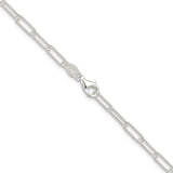 925 White Gold 3.1 mm Paperclip Chain Necklace, Polished alternate angle