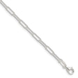 925 White Gold 3.1 mm Paperclip Chain Bracelet, Polished shown for scale