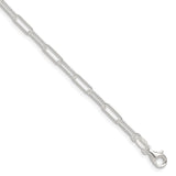 925 White Gold 3.1 mm Paperclip Chain Bracelet, Polished shown for scale