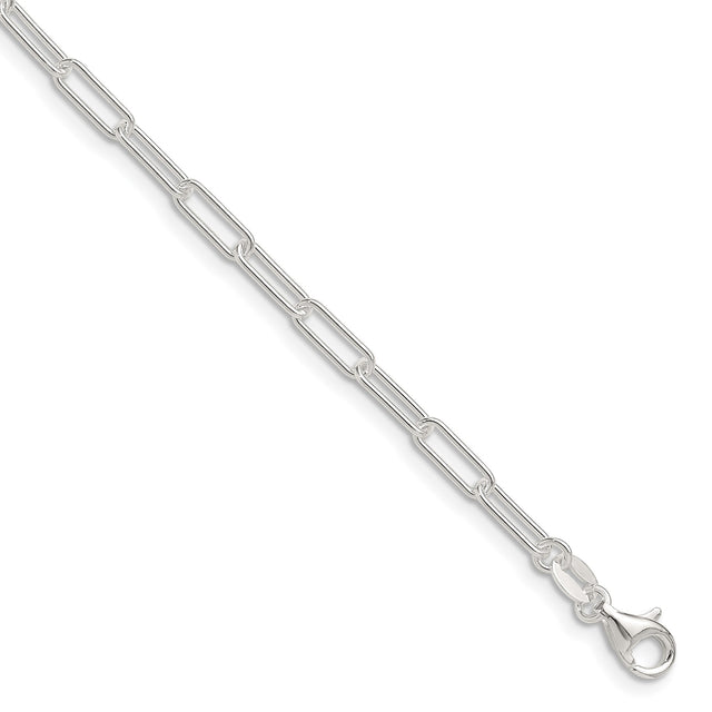 925 White Gold 3.1 mm Paperclip Chain Bracelet, Polished shown for scale