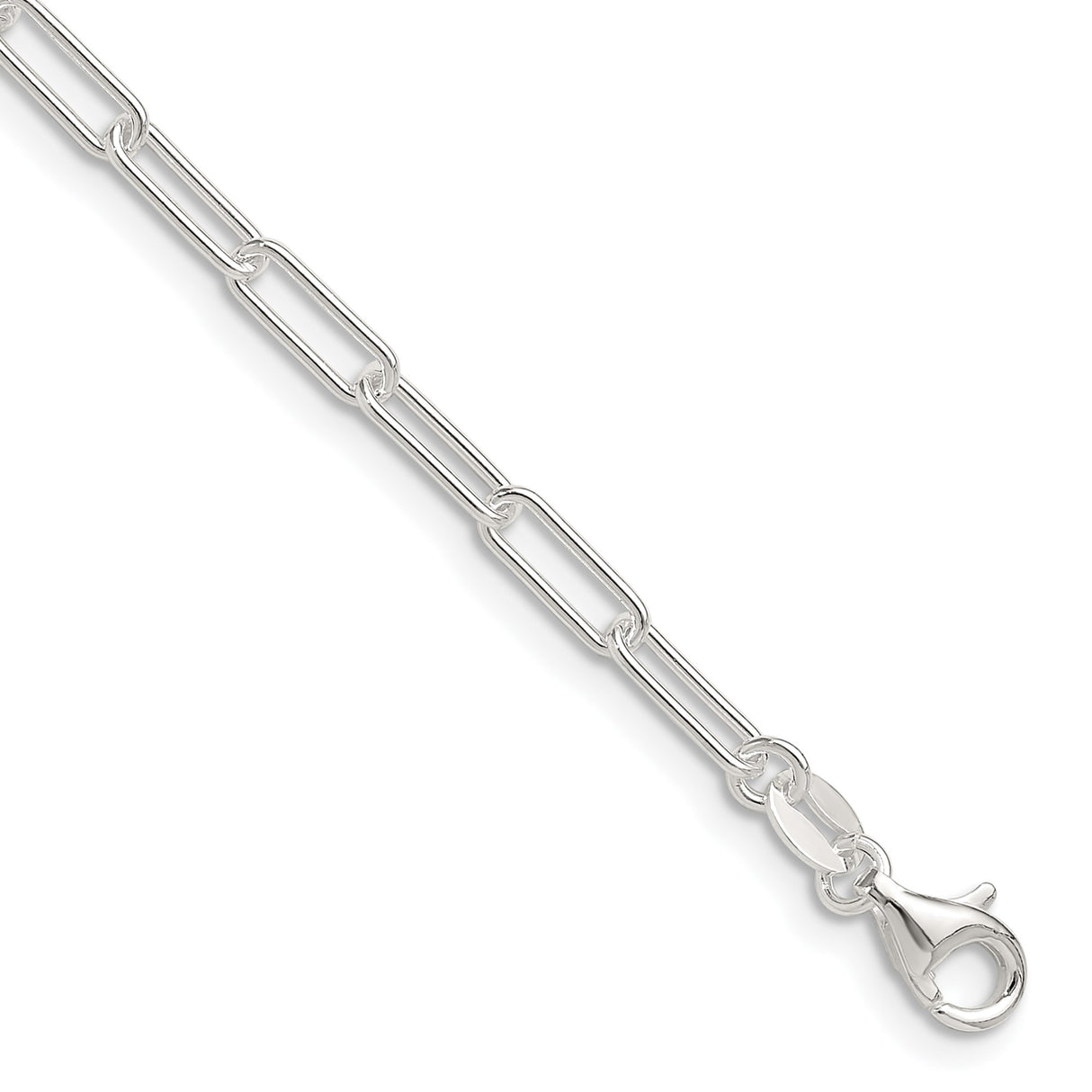 925 White Gold 3.1 mm Paperclip Chain Necklace, Polished detail view