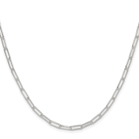 925 White Gold 3.15 mm Paperclip Chain Necklace, Polished
