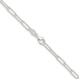 925 White Gold 3.15 mm Paperclip Chain Necklace, Polished alternate angle