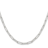 925 White Gold 3.5 mm Paperclip Chain Necklace, Polished