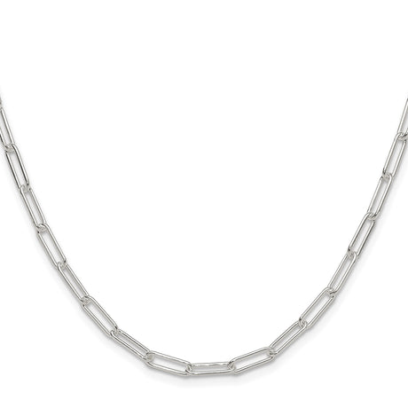 925 White Gold 3.5 mm Paperclip Chain Necklace, Polished