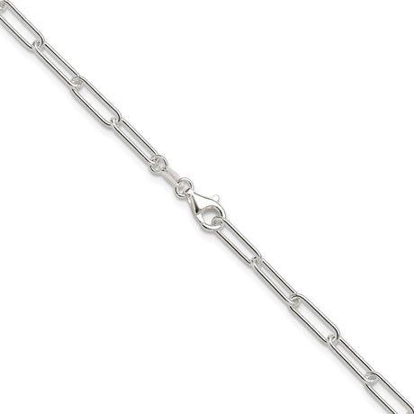 925 White Gold 3.5 mm Paperclip Chain Necklace, Polished alternate angle