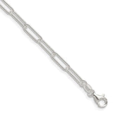 925 White Gold 3.5 mm Paperclip Chain Necklace, Polished detail view