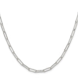 925 White Gold 3.5 mm Paperclip Chain Necklace, Polished