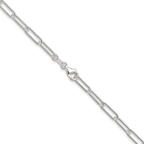 925 White Gold 3.5 mm Paperclip Chain Necklace, Polished alternate angle