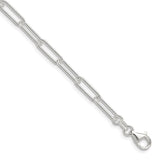 925 White Gold 4.5 mm Paperclip Chain Bracelet, Polished shown for scale