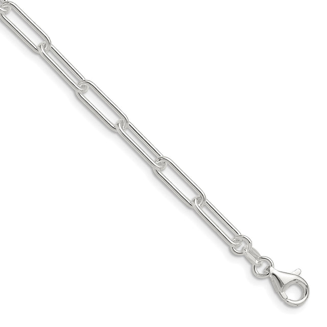 925 White Gold 4.5 mm Paperclip Chain Bracelet, Polished shown for scale