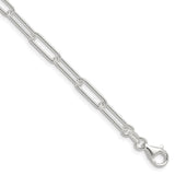 925 White Gold 4.5 mm Paperclip Chain Necklace, Polished detail view