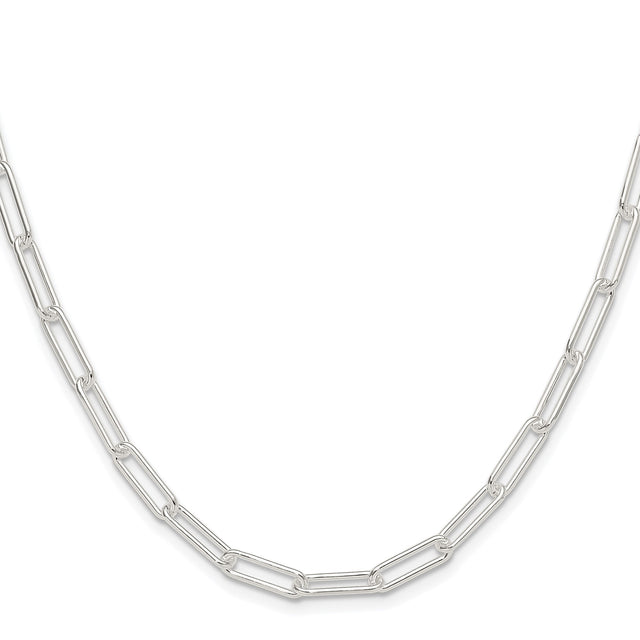 925 White Gold 4.5 mm Paperclip Chain Necklace, Polished