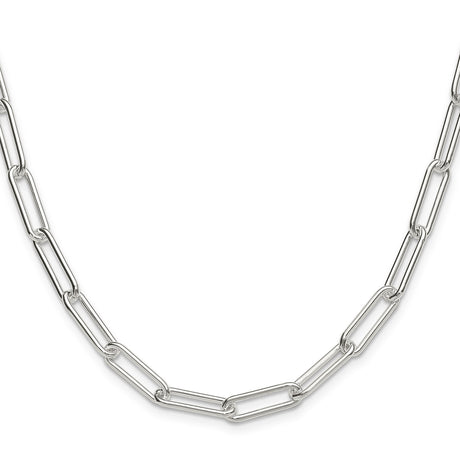 925 White Gold 5.5 mm Paperclip Chain Necklace, Polished