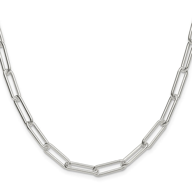 925 White Gold 5.5 mm Paperclip Chain Necklace, Polished
