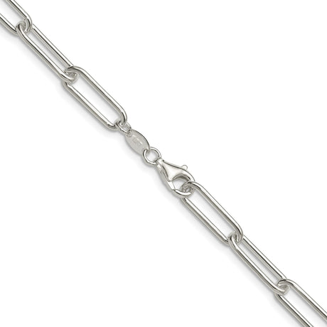 925 White Gold 5.5 mm Paperclip Chain Necklace, Polished alternate angle