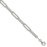 925 White Gold 5.5 mm Paperclip Chain Bracelet, Polished shown for scale