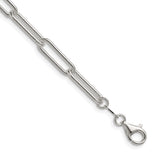 925 White Gold 5.5 mm Paperclip Chain Necklace, Polished detail view