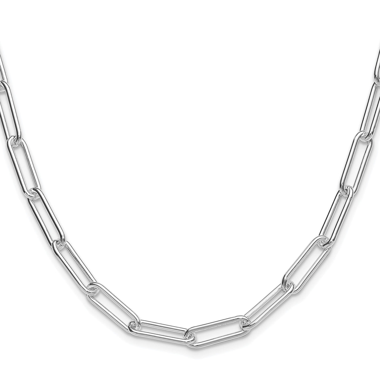 925 White Gold 5.5 mm Paperclip Chain Necklace, Polished