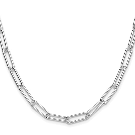 925 White Gold 5.5 mm Paperclip Chain Necklace, Polished