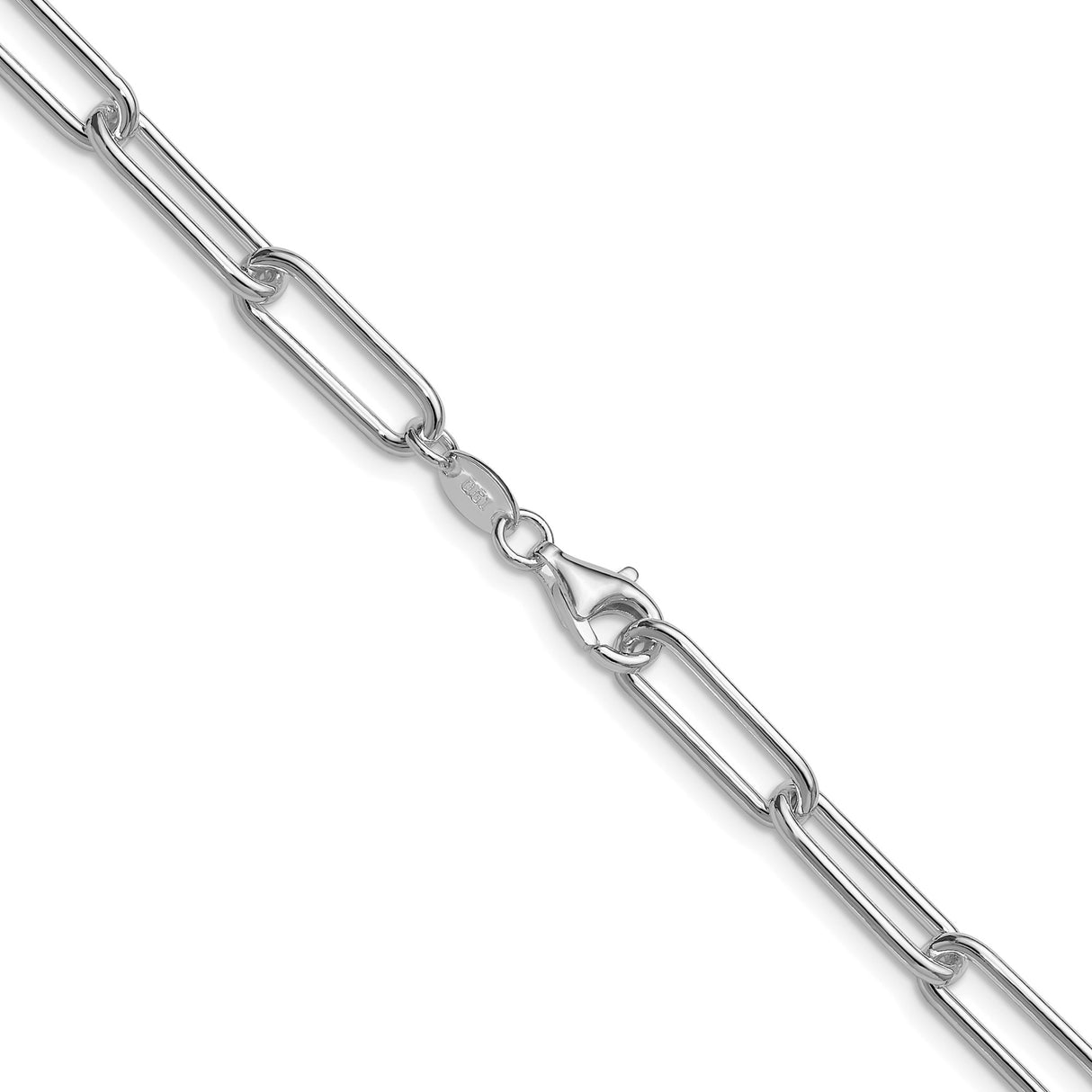 925 White Gold 5.5 mm Paperclip Chain Necklace, Polished alternate angle