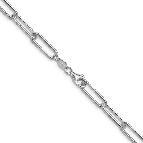 925 White Gold 5.5 mm Paperclip Chain Necklace, Polished alternate angle