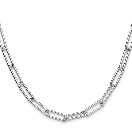 925 White Gold 6.5 mm Paperclip Chain Necklace, Polished