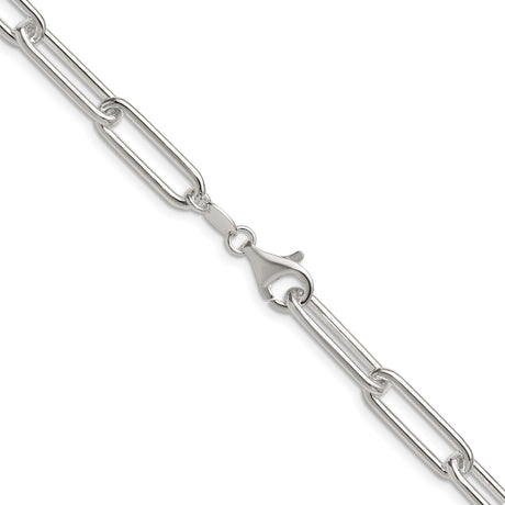 925 White Gold 6.5 mm Paperclip Chain Necklace, Polished alternate angle