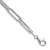 925 White Gold 6.5 mm Paperclip Chain Necklace, Polished detail view