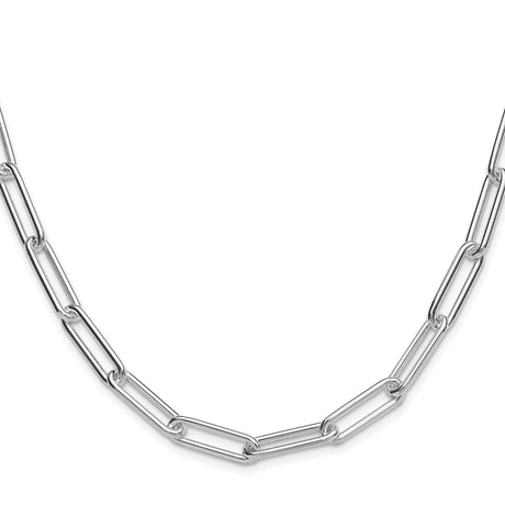 925 White Gold 6.5 mm Paperclip Chain Necklace, Polished
