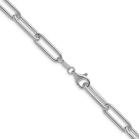 925 White Gold 6.5 mm Paperclip Chain Necklace, Polished alternate angle