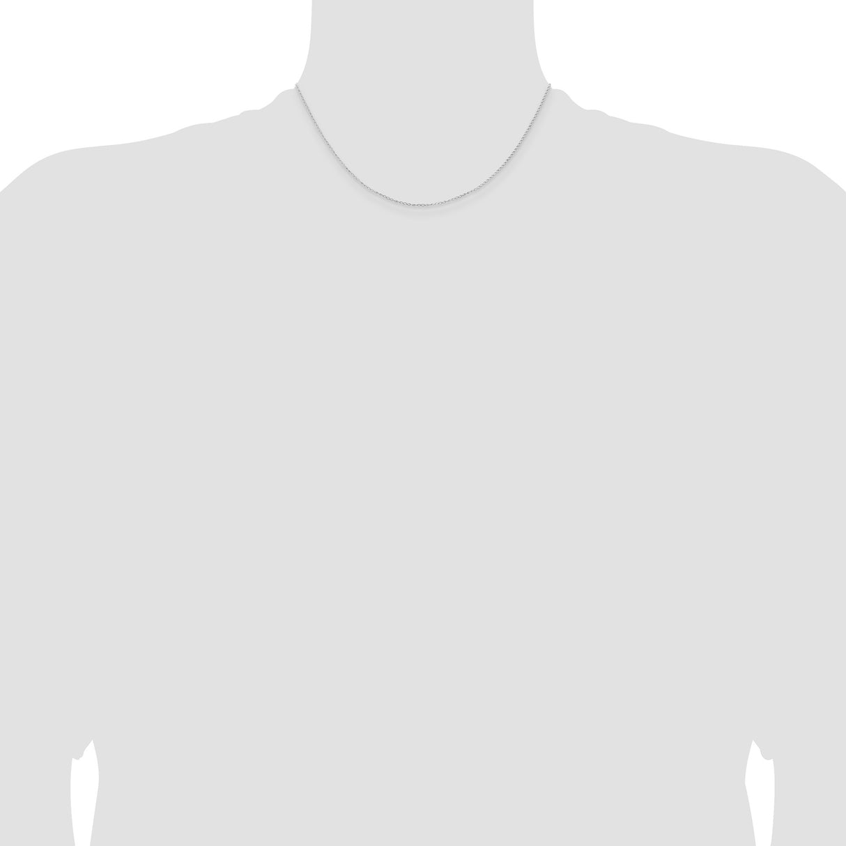 925 White Gold 1 mm Curb Chain Necklace, Polished alternate angle