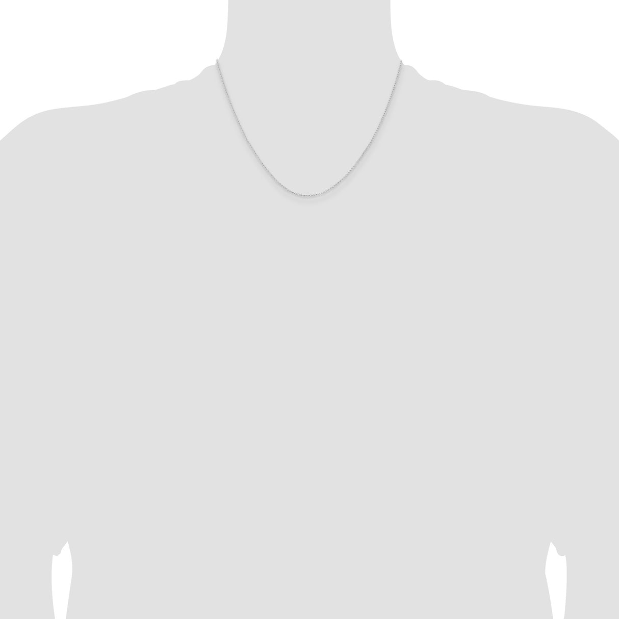925 White Gold 1 mm Curb Chain Necklace, Polished detail view