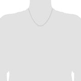 925 White Gold 1 mm Curb Chain Necklace, Polished detail view