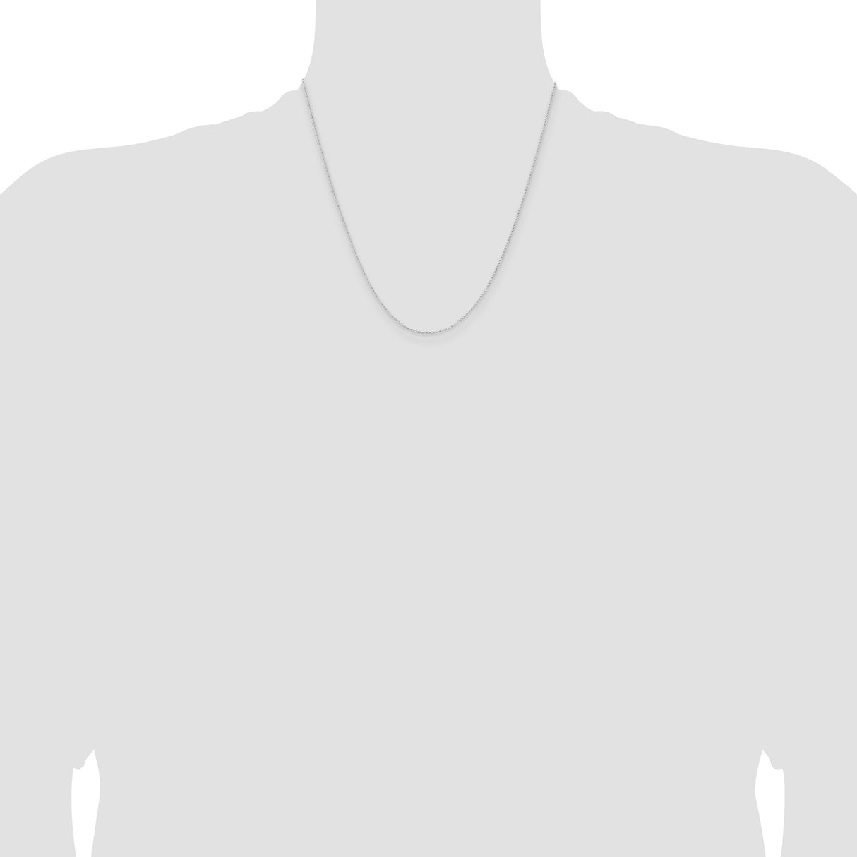 925 White Gold 1 mm Curb Chain Necklace, Polished detail view