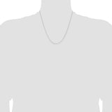 925 White Gold 1 mm Curb Chain Necklace, Polished detail view