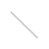 925 White Gold 1 mm Curb Chain Necklace, Polished detail view
