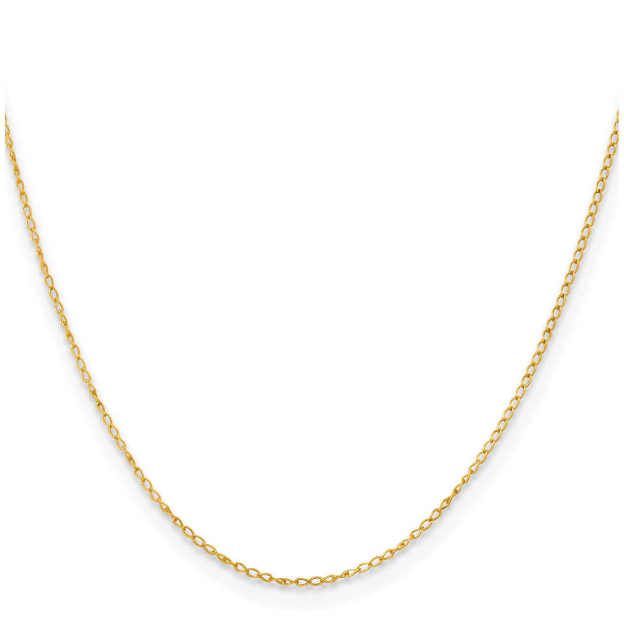 925 White Gold 1 mm Curb Chain Necklace, Polished