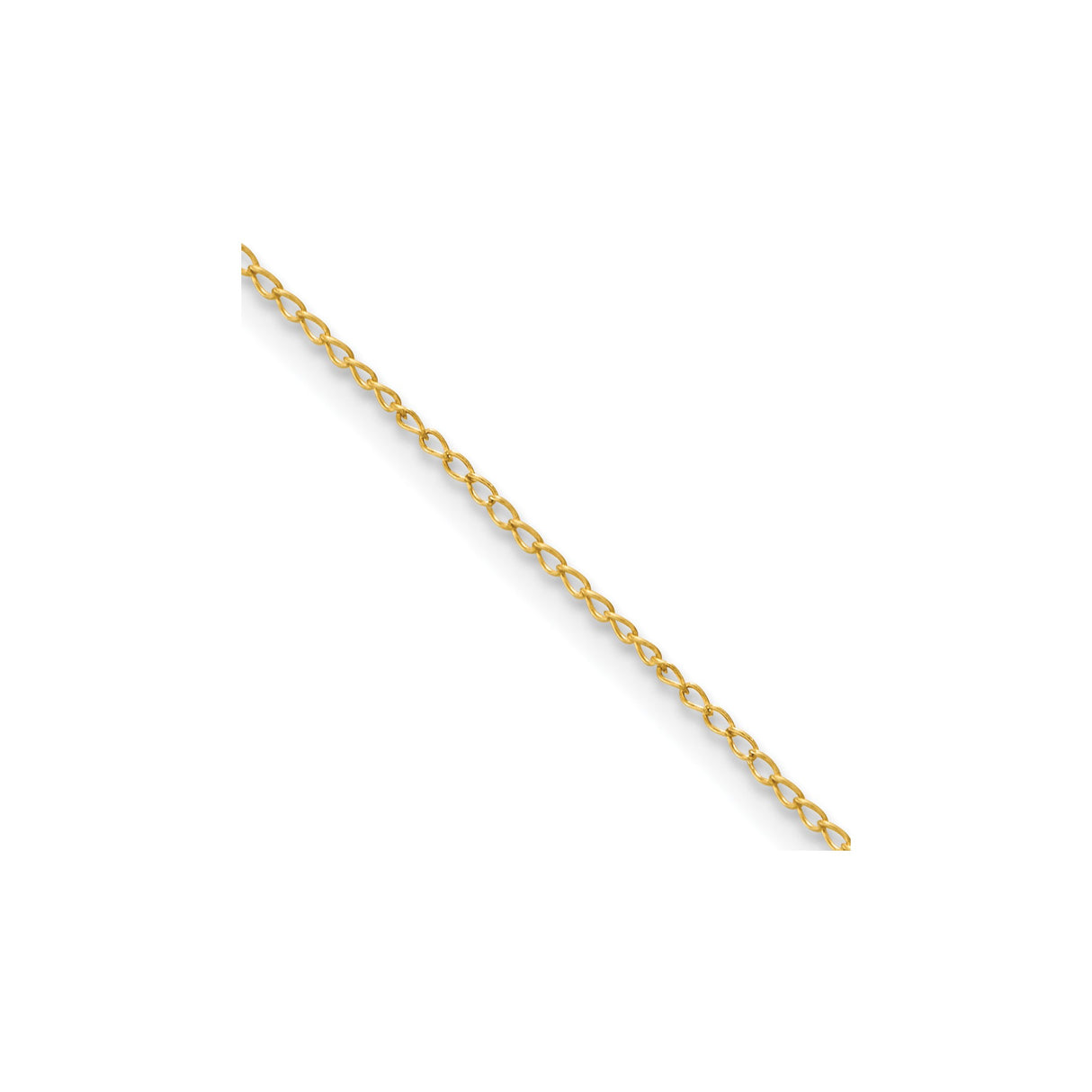925 White Gold 1 mm Curb Chain Necklace, Polished detail view