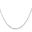 925 White Gold 1.5 mm Polished Chain Necklace, Solid