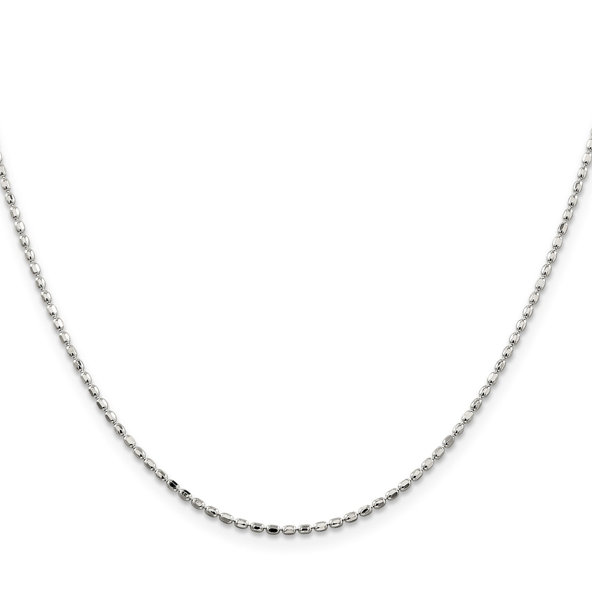 925 White Gold 1.5 mm Polished Chain Necklace, Solid