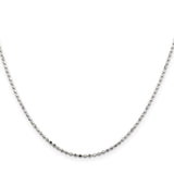 925 White Gold 1.5 mm Polished Chain Necklace, Solid