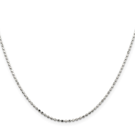 925 White Gold 1.5 mm Polished Chain Necklace, Solid