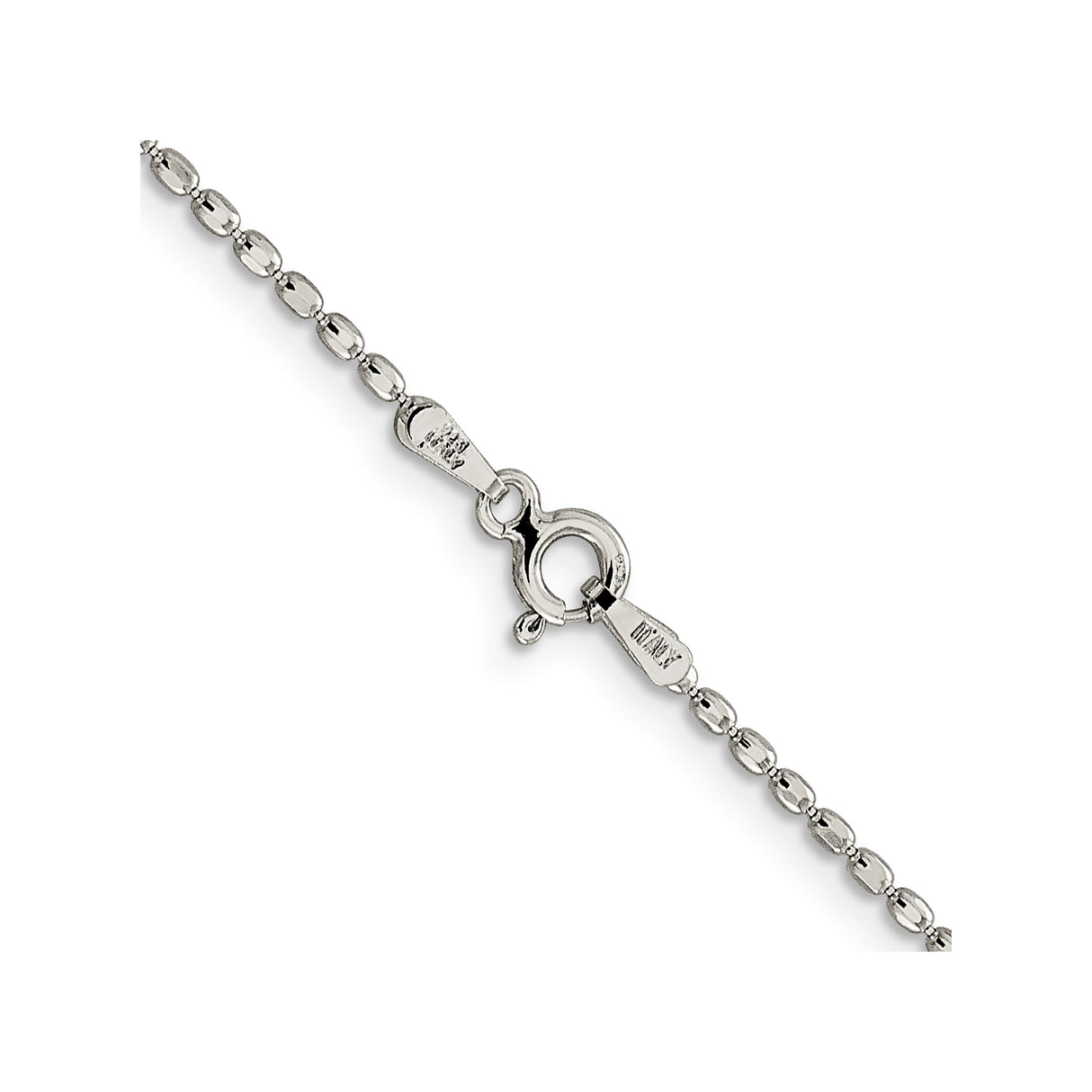 925 White Gold 1.5 mm Polished Chain Necklace, Solid alternate angle